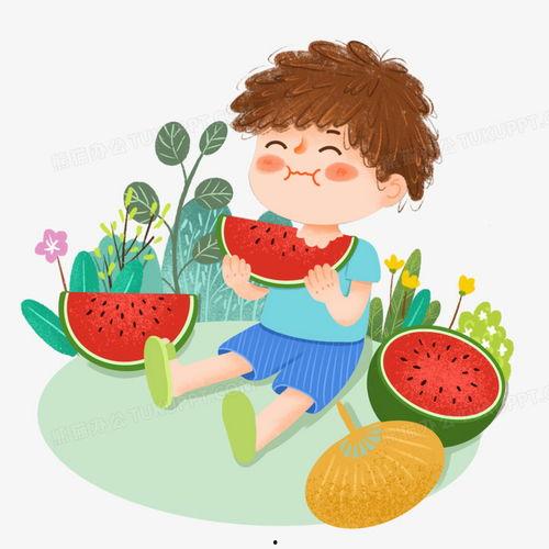 al绘画男孩吃瓜,男孩吃瓜的欢乐瞬间